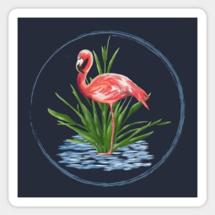 Graceful Flamingo Painting Sticker